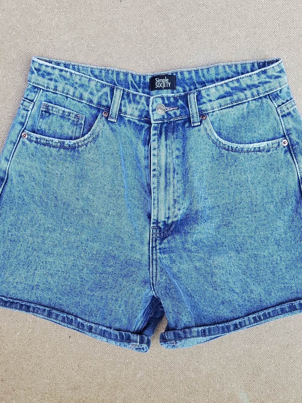 Society Vintage Wash Blue Denim Shorts
